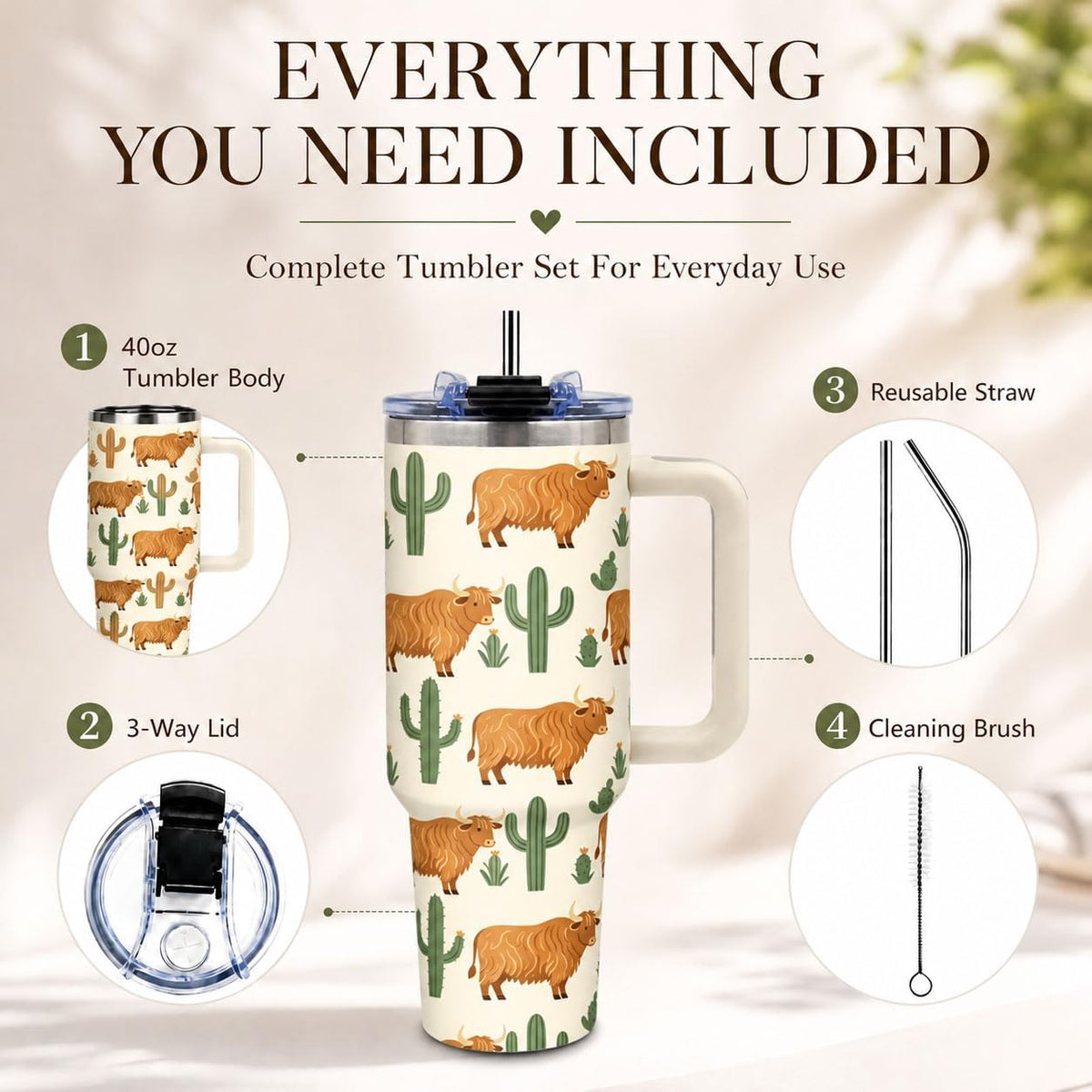 Sea Turtle Tumbler 40 oz with Handle, Ocean Lover Gifts for Women, Insulated Stainless Steel Cup with Straw, Beach Lover Gift for Sea Turtle Lovers, Coastal Travel Drinkware