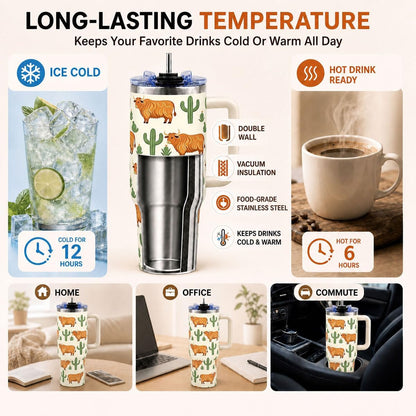 Sea Turtle Tumbler 40 oz with Handle, Ocean Lover Gifts for Women, Insulated Stainless Steel Cup with Straw, Beach Lover Gift for Sea Turtle Lovers, Coastal Travel Drinkware