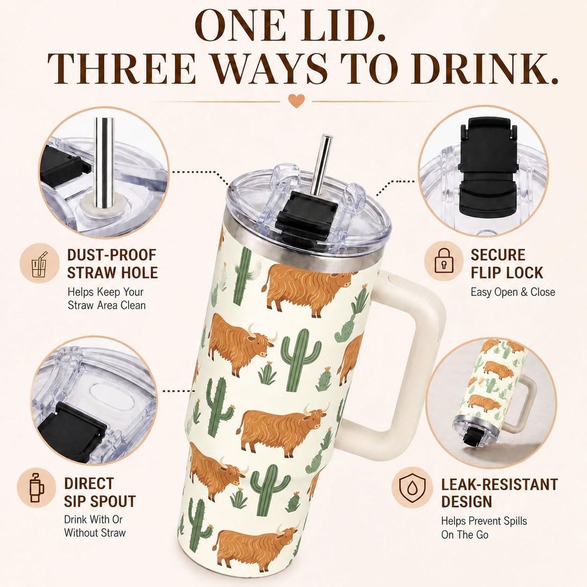 Sea Turtle Tumbler 40 oz with Handle, Ocean Lover Gifts for Women, Insulated Stainless Steel Cup with Straw, Beach Lover Gift for Sea Turtle Lovers, Coastal Travel Drinkware