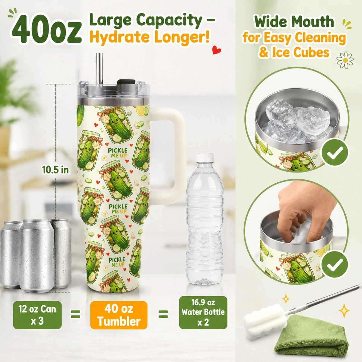 Sea Turtle Tumbler 40 oz with Handle, Ocean Lover Gifts for Women, Insulated Stainless Steel Cup with Straw, Beach Lover Gift for Sea Turtle Lovers, Coastal Travel Drinkware