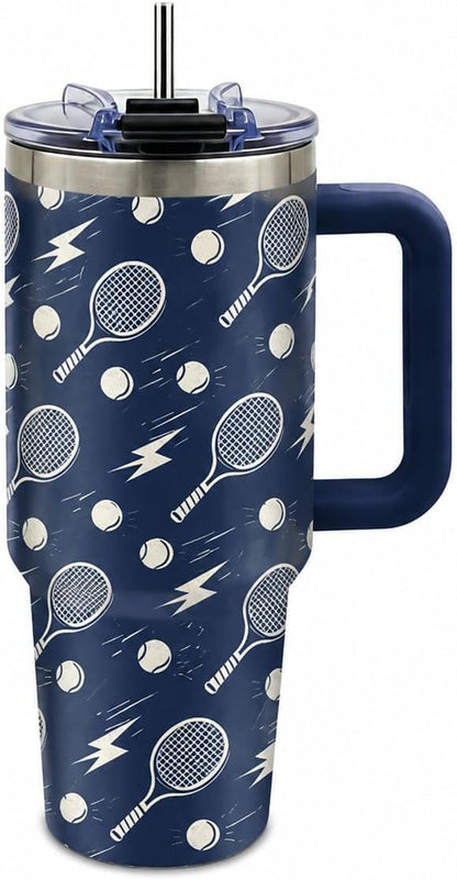 Sea Turtle Tumbler 40 oz with Handle, Ocean Lover Gifts for Women, Insulated Stainless Steel Cup with Straw, Beach Lover Gift for Sea Turtle Lovers, Coastal Travel Drinkware