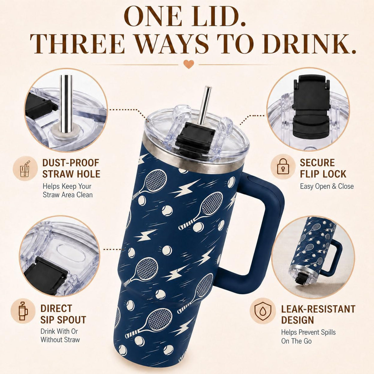 Sea Turtle Tumbler 40 oz with Handle, Ocean Lover Gifts for Women, Insulated Stainless Steel Cup with Straw, Beach Lover Gift for Sea Turtle Lovers, Coastal Travel Drinkware