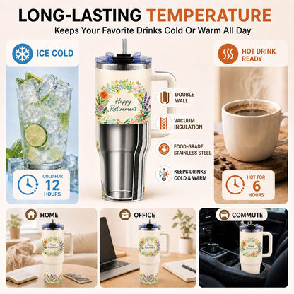 Sea Turtle Tumbler 40 oz with Handle, Ocean Lover Gifts for Women, Insulated Stainless Steel Cup with Straw, Beach Lover Gift for Sea Turtle Lovers, Coastal Travel Drinkware