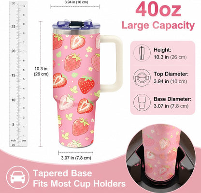 Sea Turtle Tumbler 40 oz with Handle, Ocean Lover Gifts for Women, Insulated Stainless Steel Cup with Straw, Beach Lover Gift for Sea Turtle Lovers, Coastal Travel Drinkware