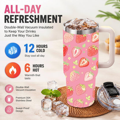 Sea Turtle Tumbler 40 oz with Handle, Ocean Lover Gifts for Women, Insulated Stainless Steel Cup with Straw, Beach Lover Gift for Sea Turtle Lovers, Coastal Travel Drinkware