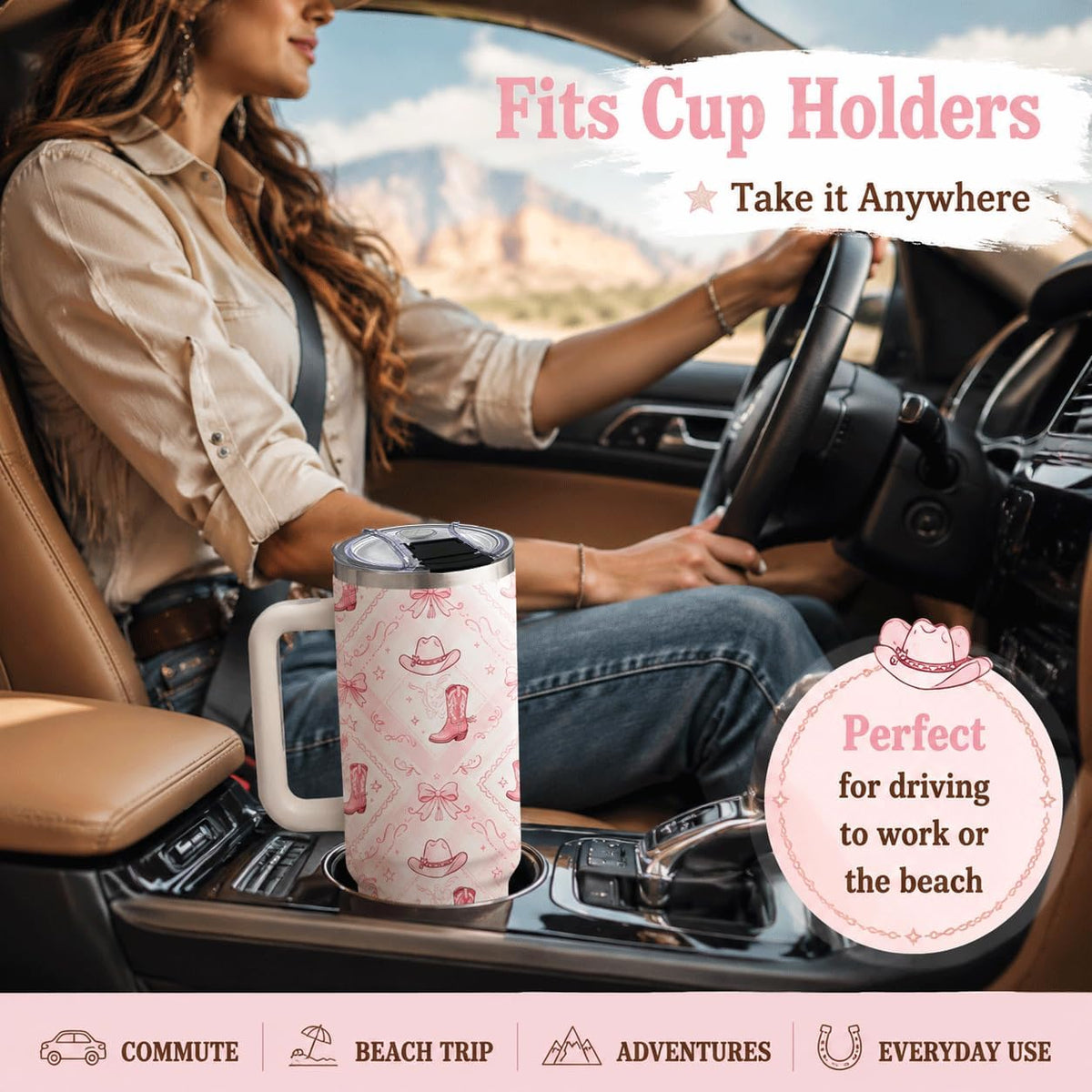Sea Turtle Tumbler 40 oz with Handle, Ocean Lover Gifts for Women, Insulated Stainless Steel Cup with Straw, Beach Lover Gift for Sea Turtle Lovers, Coastal Travel Drinkware