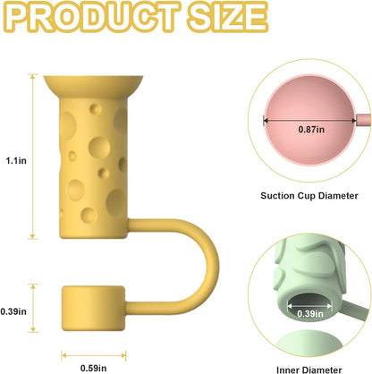 Silicone Straw Covers Cap, 6 Pcs Reusable 0.39in/10mm Suction Cup Straw Toppers for Stanley Cup 40 30 oz, Multicolor