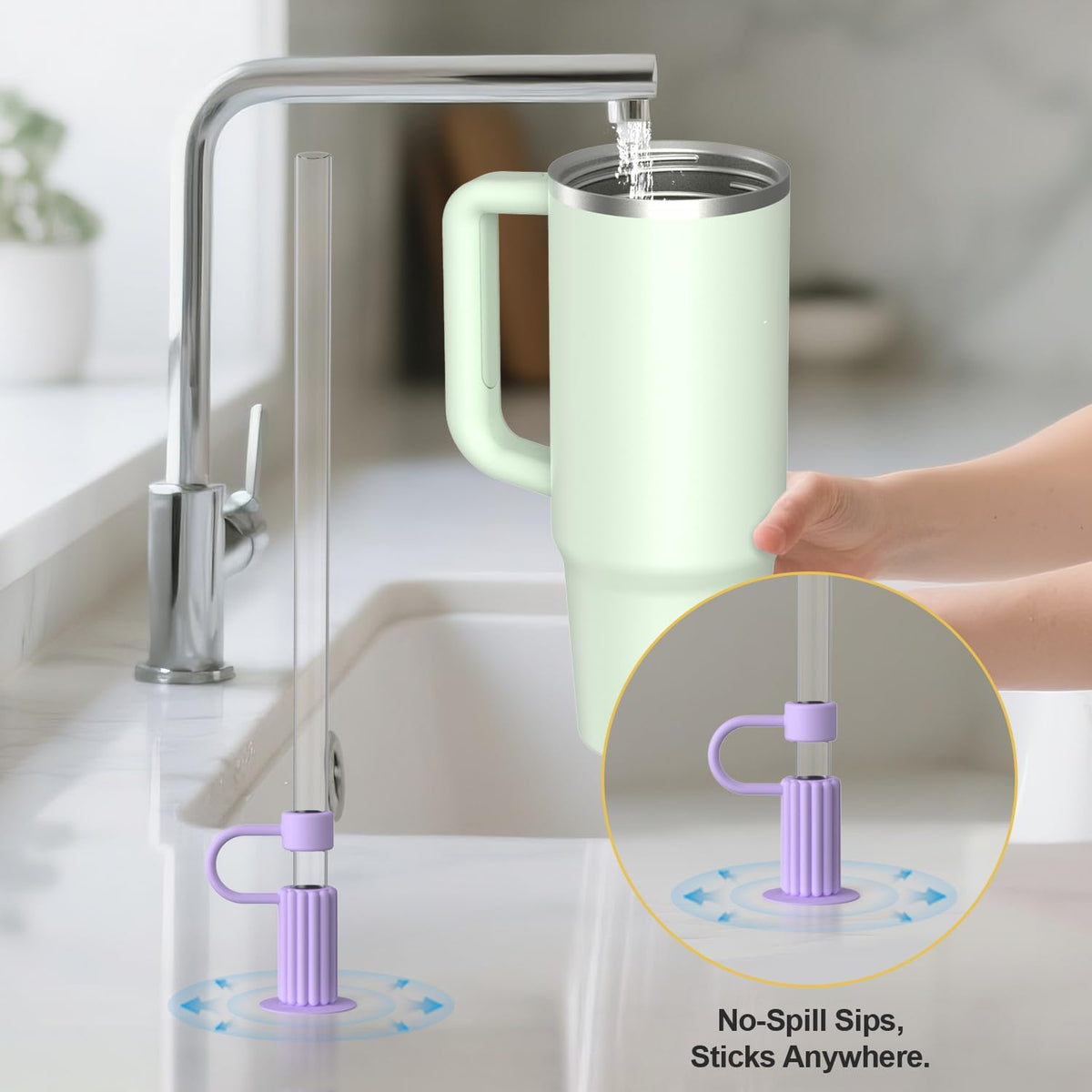 Silicone Straw Covers Cap, 6 Pcs Reusable 0.39in/10mm Suction Cup Straw Toppers for Stanley Cup 40 30 oz, Multicolor