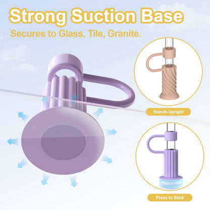 Silicone Straw Covers Cap, 6 Pcs Reusable 0.39in/10mm Suction Cup Straw Toppers for Stanley Cup 40 30 oz, Multicolor