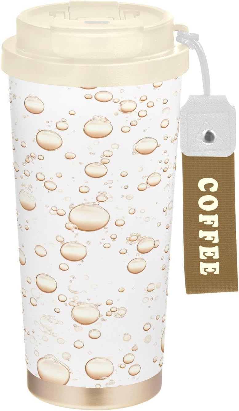 Bubbles Insulated Travel Coffee Mug Leak-Proof Tumbler with Lid and Straw Stainless Steel Water Bottle for Hot/Ice Coffee,Tea and Beer