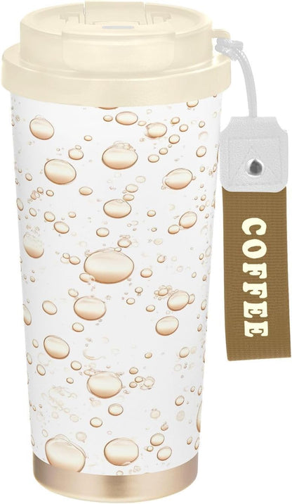 Bubbles Insulated Travel Coffee Mug Leak-Proof Tumbler with Lid and Straw Stainless Steel Water Bottle for Hot/Ice Coffee,Tea and Beer