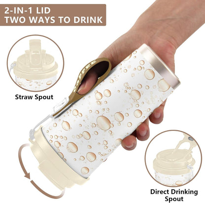 Bubbles Insulated Travel Coffee Mug Leak-Proof Tumbler with Lid and Straw Stainless Steel Water Bottle for Hot/Ice Coffee,Tea and Beer