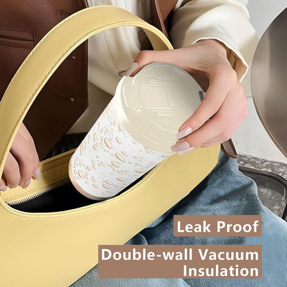 Bubbles Insulated Travel Coffee Mug Leak-Proof Tumbler with Lid and Straw Stainless Steel Water Bottle for Hot/Ice Coffee,Tea and Beer