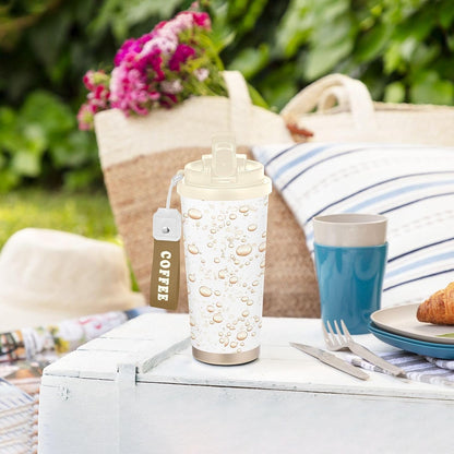 Bubbles Insulated Travel Coffee Mug Leak-Proof Tumbler with Lid and Straw Stainless Steel Water Bottle for Hot/Ice Coffee,Tea and Beer