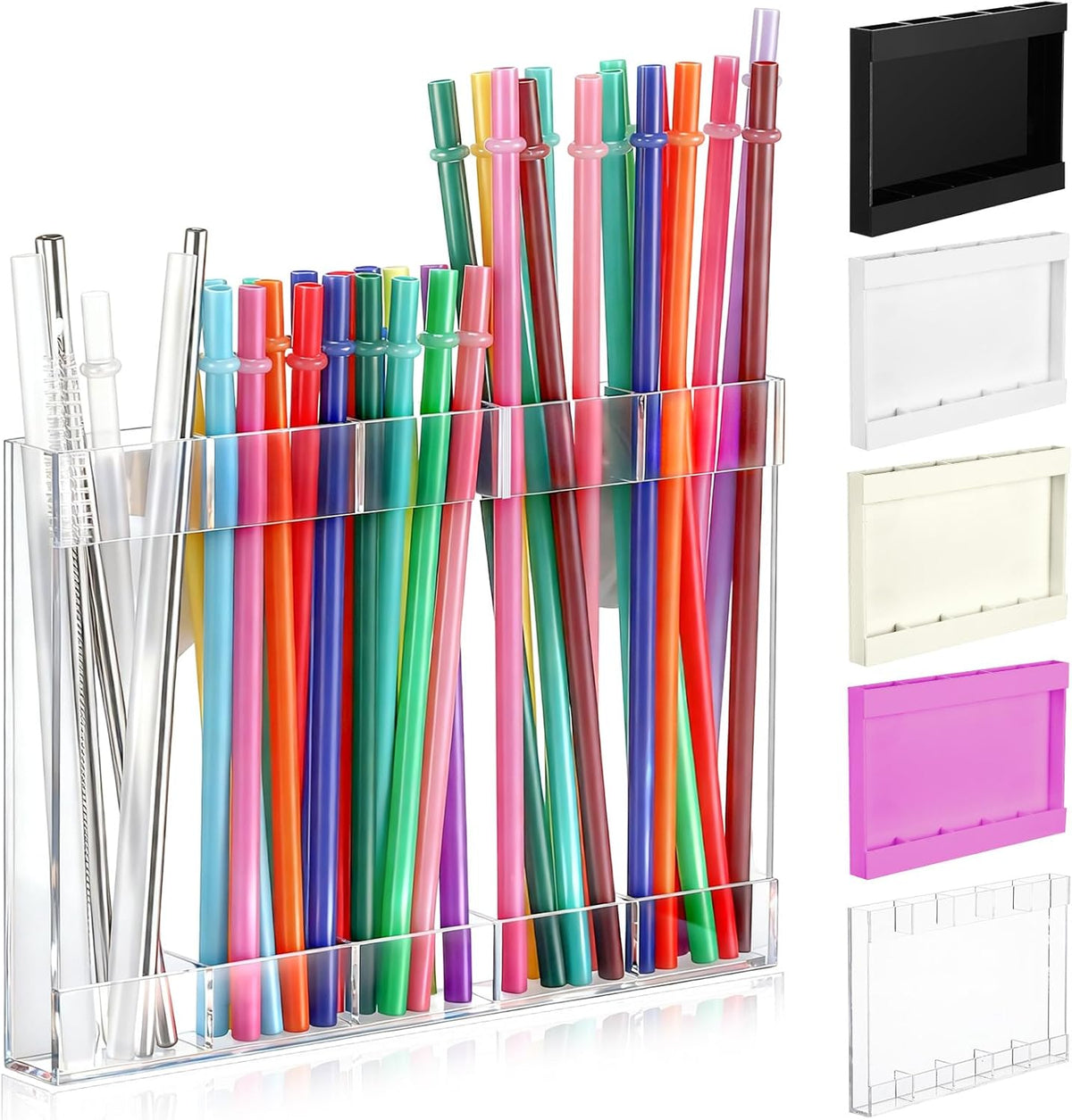 Acrylic Straw Holder for Cabinet Door,Classic,Large,Transparent