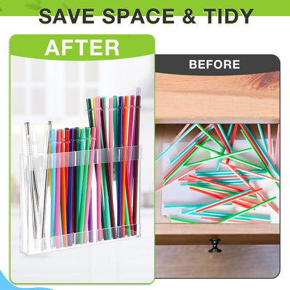 Acrylic Straw Holder for Cabinet Door,Classic,Large,Transparent