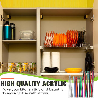 Acrylic Straw Holder for Cabinet Door,Classic,Large,Transparent