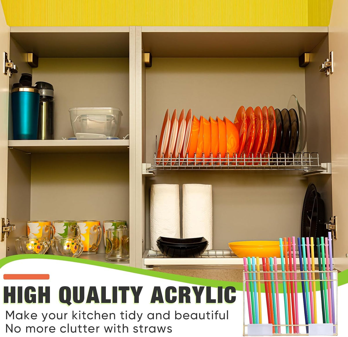 Acrylic Straw Holder for Cabinet Door,Classic,Large,Transparent