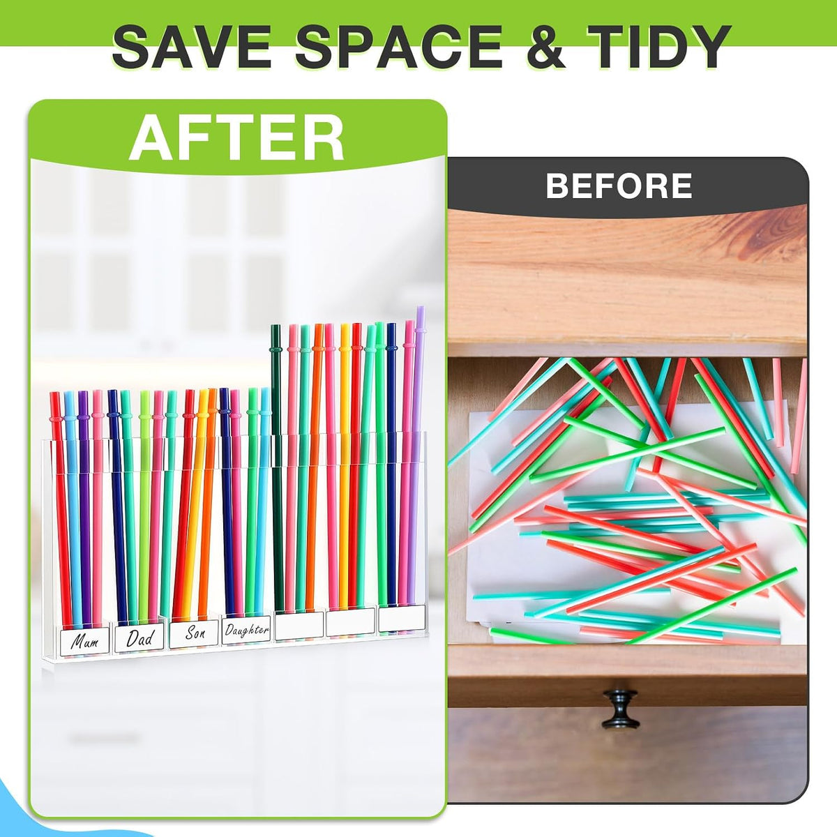 Acrylic Straw Holder for Cabinet Door,Classic,Large,Transparent
