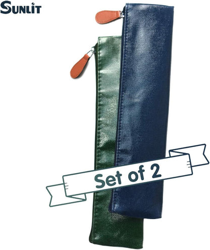 100% Waterproof Wipe Clean Hygienic Carrying Case/Pouch for Reusable Straws - 2 set - For 10.5 inches Straws Silicone or Stainless Steel - Brush/Chopsticks Zipper Bag for Travel