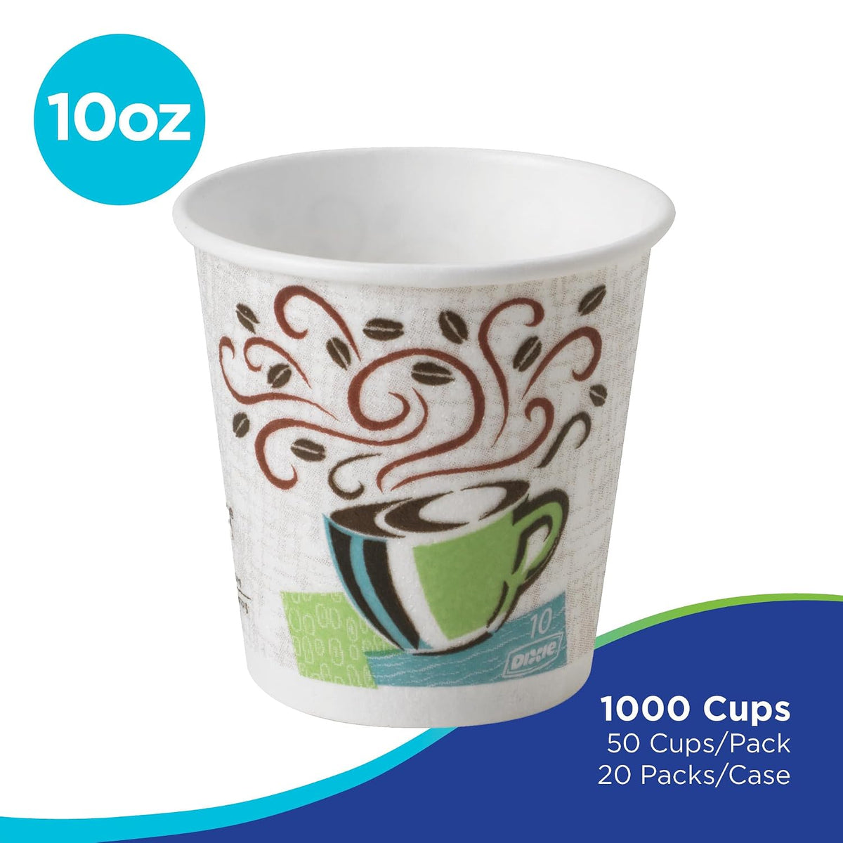 Dixie PerfecTouch 12 oz Paper Coffee Cups By GP PRO, Coffee Haze Design, 500 Count (25 Disposable Cups Per Sleeve, 20 Sleeves Per Case), 5342DX