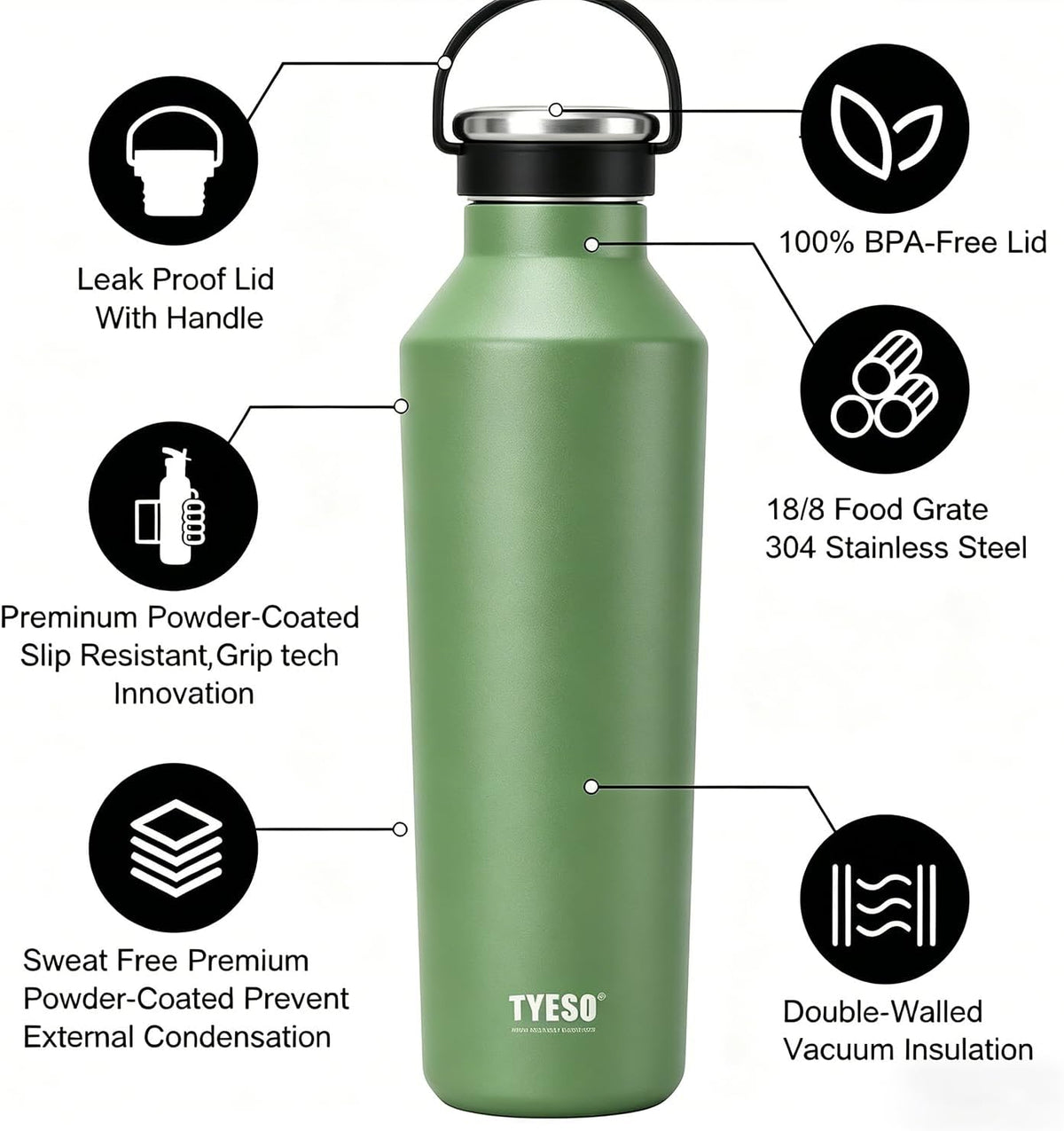 Stainless Steel Vacuum Insulated Water Bottle, Insulated Water Bottle with Soft Silicone Carry Handle (PINK, 17 OZ)