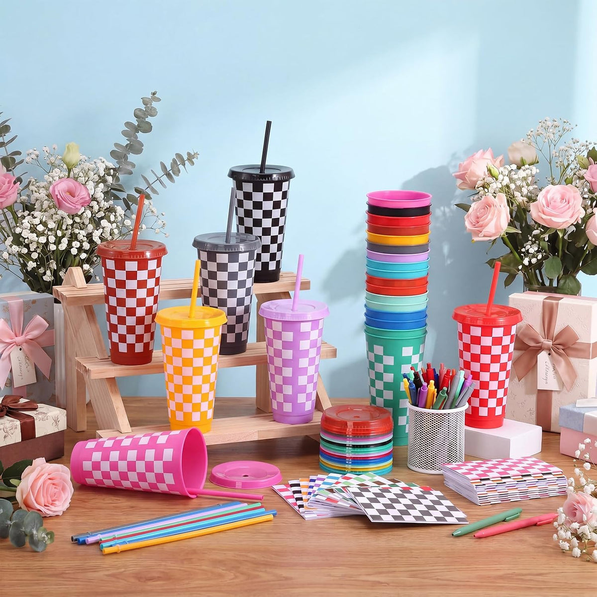 72 Pcs Bible Christian 24 oz Tumbler Set Lids Straws Notepads