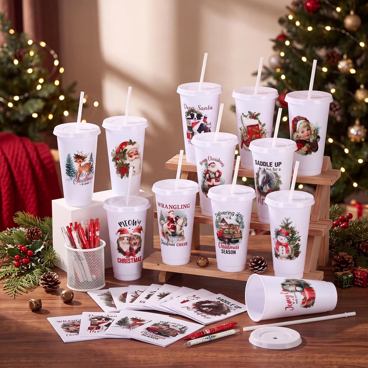 72 Pcs Bible Christian 24 oz Tumbler Set Lids Straws Notepads