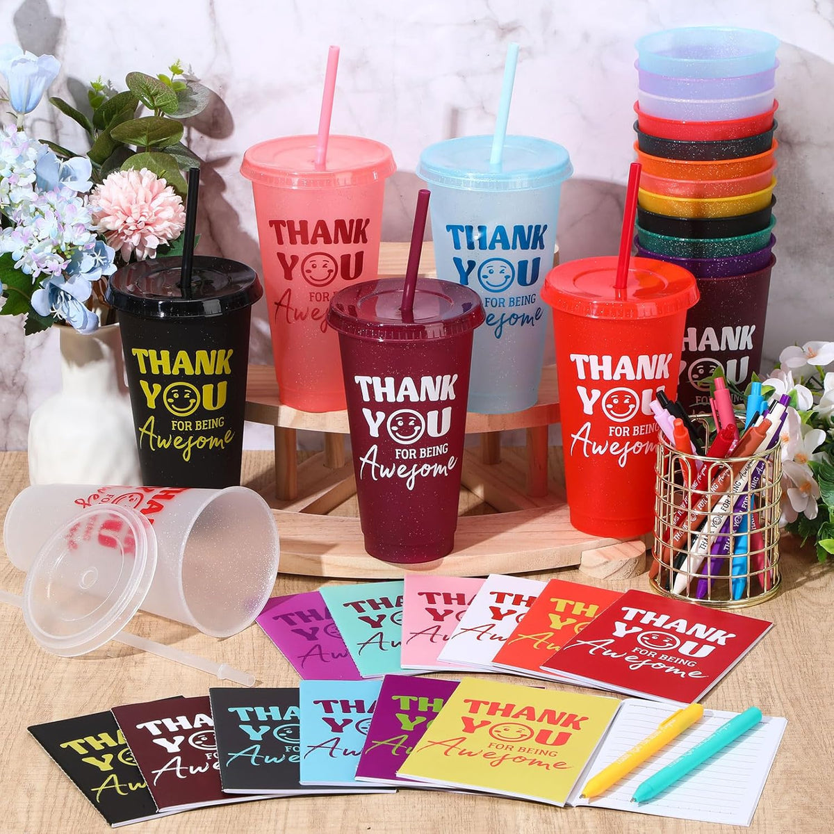 72 Pcs Bible Christian 24 oz Tumbler Set Lids Straws Notepads