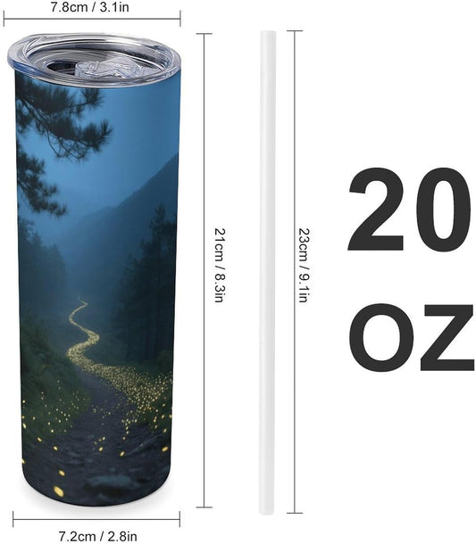 Firefly Mountain Trail Car Cup 20 Oz, Travel Coffee Tumbler - Leakproof Insulated,Reusable Water Bottle with Lid And Straw