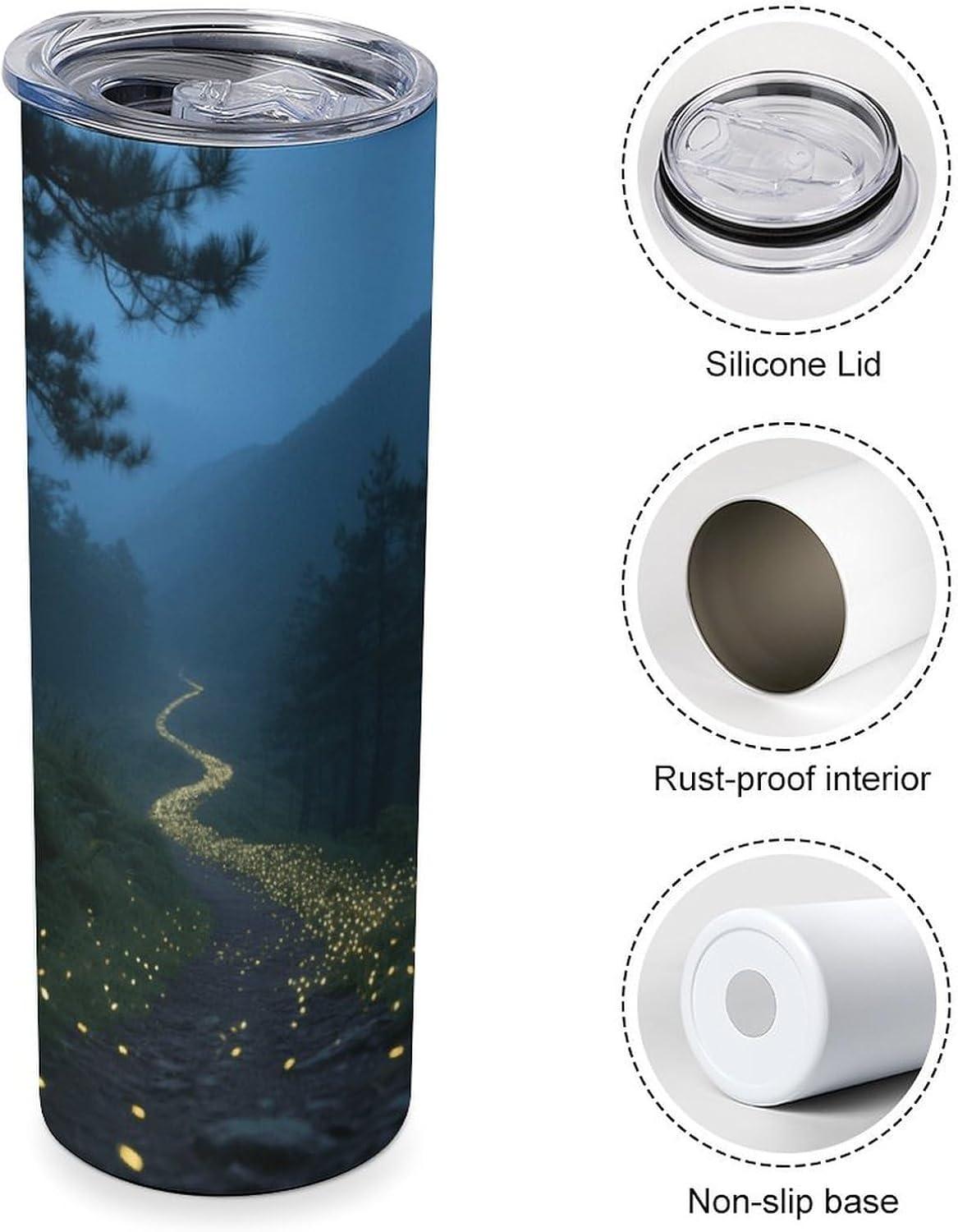 Firefly Mountain Trail Car Cup 20 Oz, Travel Coffee Tumbler - Leakproof Insulated,Reusable Water Bottle with Lid And Straw