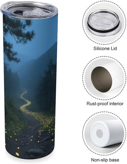 Firefly Mountain Trail Car Cup 20 Oz, Travel Coffee Tumbler - Leakproof Insulated,Reusable Water Bottle with Lid And Straw