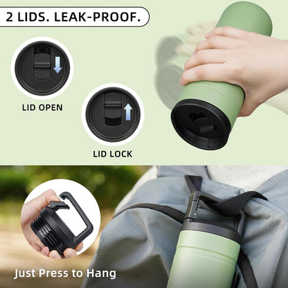 20 oz Insulated Travel Water Bottle, Coffee Tumbler Stainless Steel