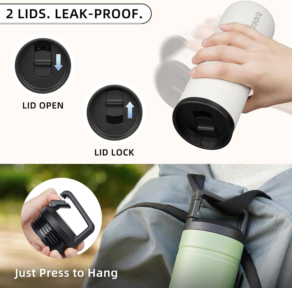 20 oz Insulated Travel Water Bottle, Coffee Tumbler Stainless Steel