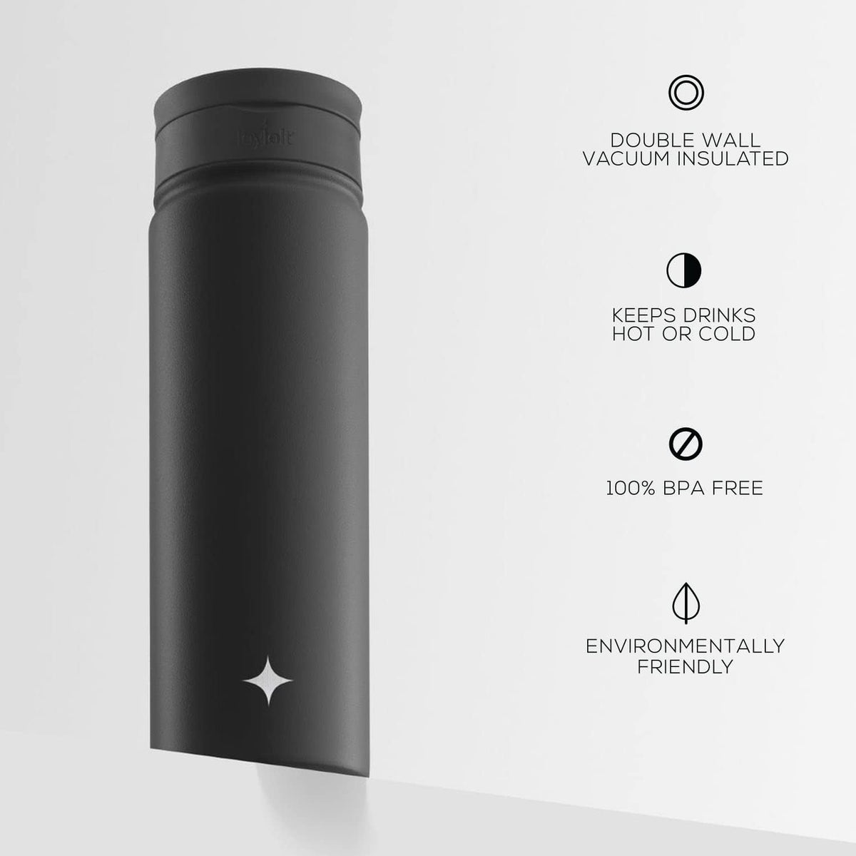 Triple Insulated Water Bottle with Straw Lid AND Flip Lid! 22oz Water Bottle, 12 Hour Hot/Cold Vacuum Insulated Stainless Steel Water Bottle. BPA-Free Leakproof Water Bottles - Thermos Bottle