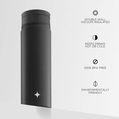 Triple Insulated Water Bottle with Straw Lid AND Flip Lid! 22oz Water Bottle, 12 Hour Hot/Cold Vacuum Insulated Stainless Steel Water Bottle. BPA-Free Leakproof Water Bottles - Thermos Bottle