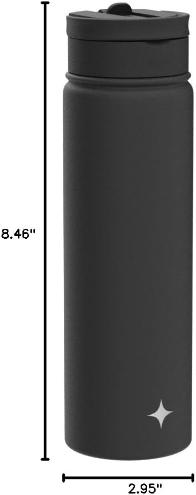 Triple Insulated Water Bottle with Straw Lid AND Flip Lid! 22oz Water Bottle, 12 Hour Hot/Cold Vacuum Insulated Stainless Steel Water Bottle. BPA-Free Leakproof Water Bottles - Thermos Bottle