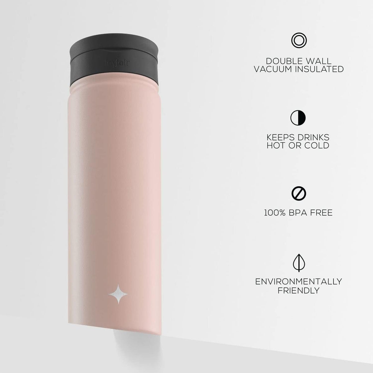 Triple Insulated Water Bottle with Straw Lid AND Flip Lid! 22oz Water Bottle, 12 Hour Hot/Cold Vacuum Insulated Stainless Steel Water Bottle. BPA-Free Leakproof Water Bottles - Thermos Bottle