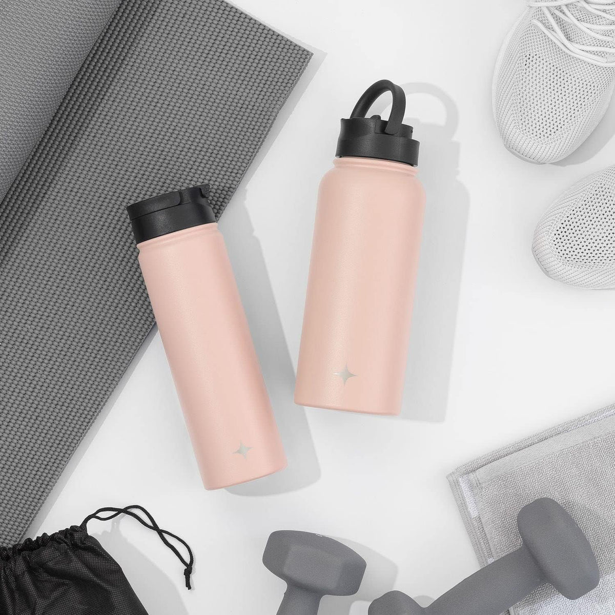 Triple Insulated Water Bottle with Straw Lid AND Flip Lid! 22oz Water Bottle, 12 Hour Hot/Cold Vacuum Insulated Stainless Steel Water Bottle. BPA-Free Leakproof Water Bottles - Thermos Bottle