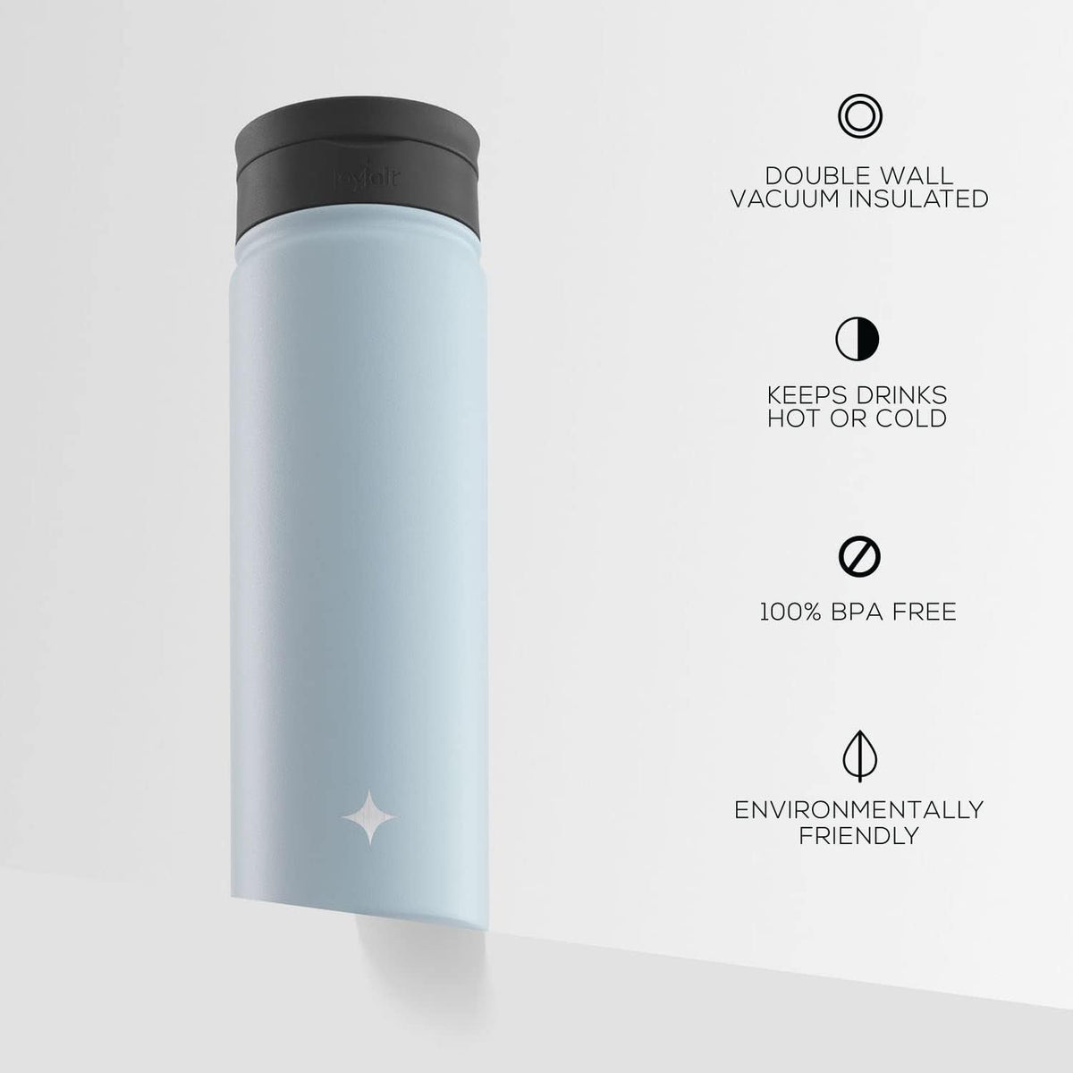 Triple Insulated Water Bottle with Straw Lid AND Flip Lid! 22oz Water Bottle, 12 Hour Hot/Cold Vacuum Insulated Stainless Steel Water Bottle. BPA-Free Leakproof Water Bottles - Thermos Bottle