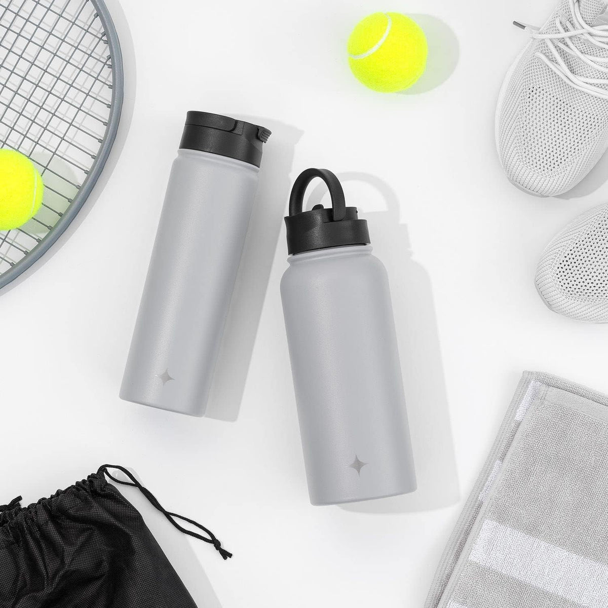 Triple Insulated Water Bottle with Straw Lid AND Flip Lid! 22oz Water Bottle, 12 Hour Hot/Cold Vacuum Insulated Stainless Steel Water Bottle. BPA-Free Leakproof Water Bottles - Thermos Bottle