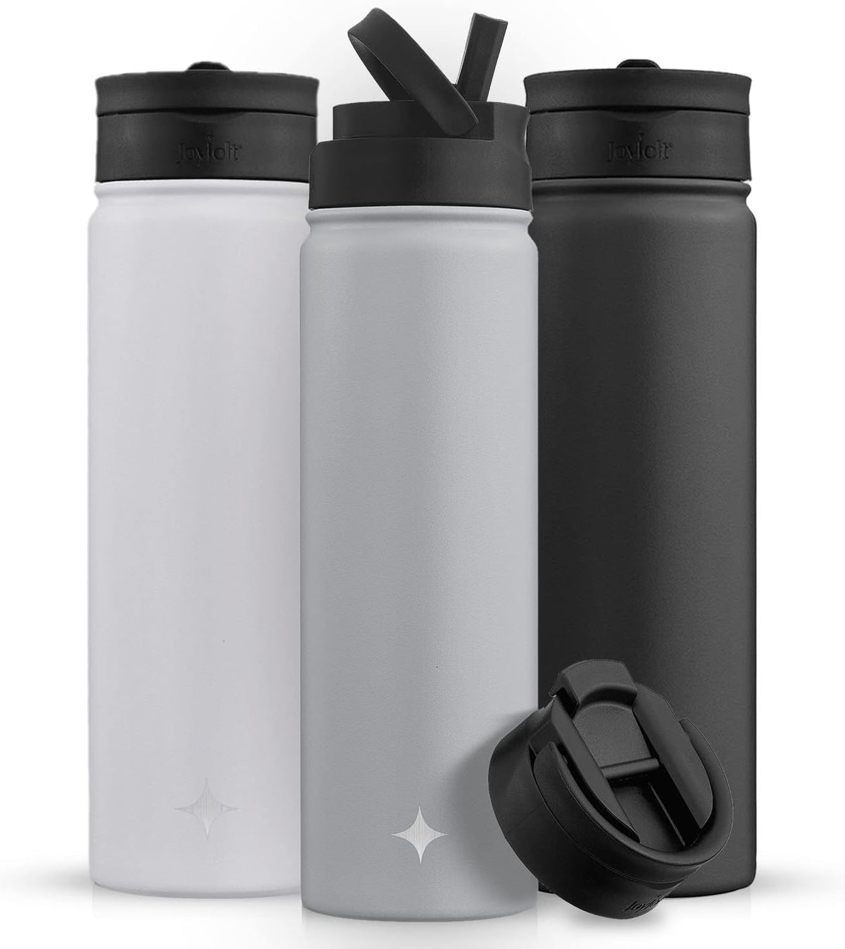 Triple Insulated Water Bottle with Straw Lid AND Flip Lid! 22oz Water Bottle, 12 Hour Hot/Cold Vacuum Insulated Stainless Steel Water Bottle. BPA-Free Leakproof Water Bottles - Thermos Bottle