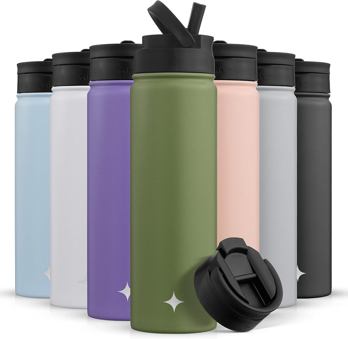 Triple Insulated Water Bottle with Straw Lid AND Flip Lid! 22oz Water Bottle, 12 Hour Hot/Cold Vacuum Insulated Stainless Steel Water Bottle. BPA-Free Leakproof Water Bottles - Thermos Bottle