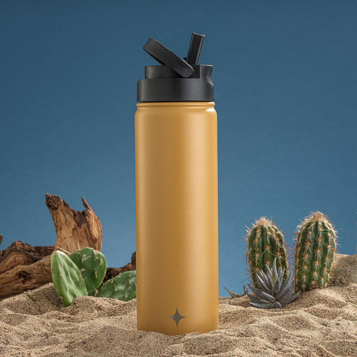 Triple Insulated Water Bottle with Straw Lid AND Flip Lid! 22oz Water Bottle, 12 Hour Hot/Cold Vacuum Insulated Stainless Steel Water Bottle. BPA-Free Leakproof Water Bottles - Thermos Bottle