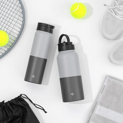 Triple Insulated Water Bottle with Straw Lid AND Flip Lid! 22oz Water Bottle, 12 Hour Hot/Cold Vacuum Insulated Stainless Steel Water Bottle. BPA-Free Leakproof Water Bottles - Thermos Bottle