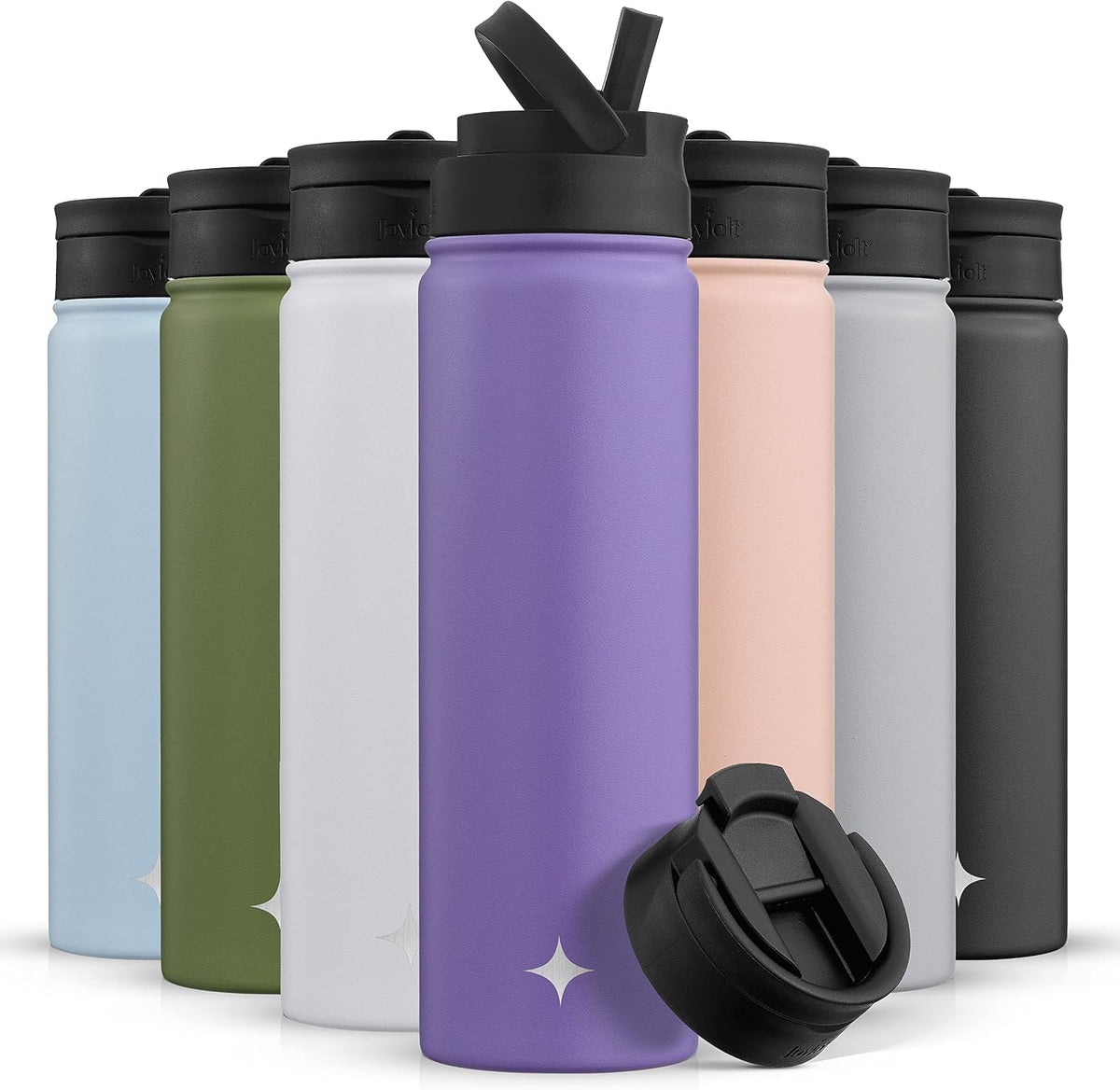 Triple Insulated Water Bottle with Straw Lid AND Flip Lid! 22oz Water Bottle, 12 Hour Hot/Cold Vacuum Insulated Stainless Steel Water Bottle. BPA-Free Leakproof Water Bottles - Thermos Bottle
