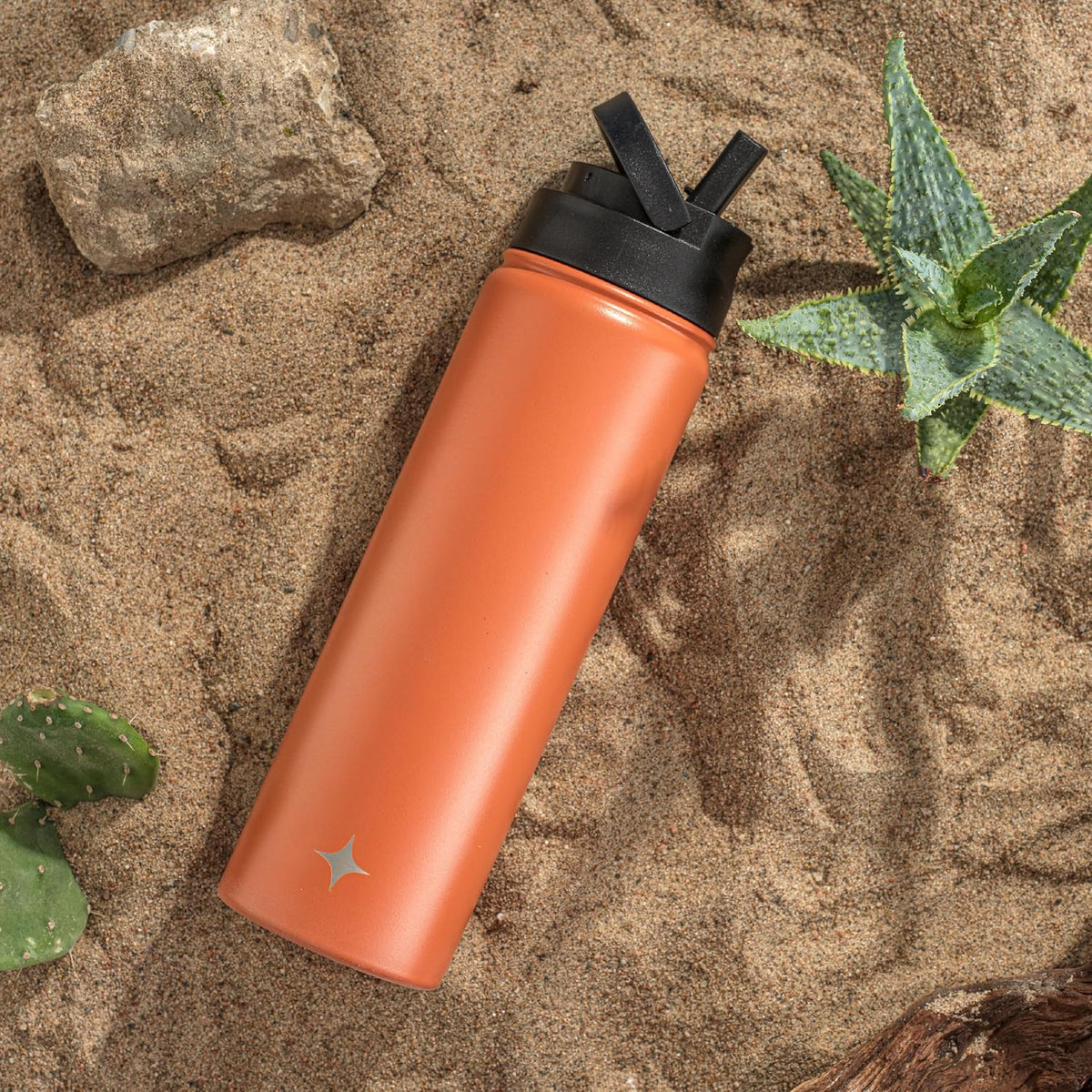 Triple Insulated Water Bottle with Straw Lid AND Flip Lid! 22oz Water Bottle, 12 Hour Hot/Cold Vacuum Insulated Stainless Steel Water Bottle. BPA-Free Leakproof Water Bottles - Thermos Bottle
