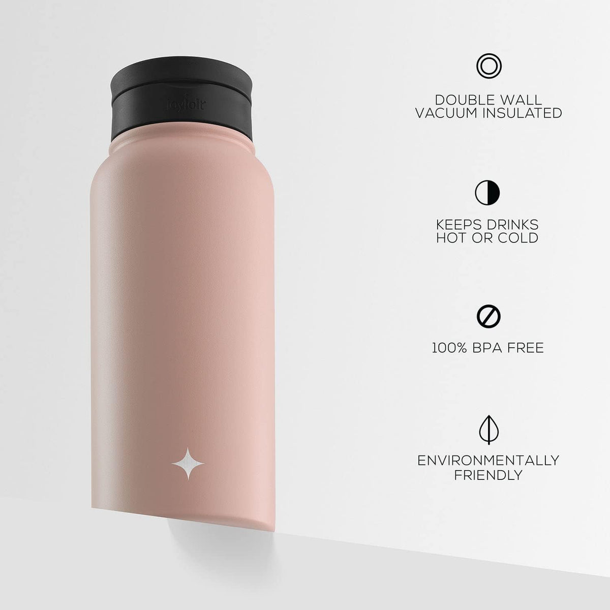 Triple Insulated Water Bottle with Straw Lid AND Flip Lid! 22oz Water Bottle, 12 Hour Hot/Cold Vacuum Insulated Stainless Steel Water Bottle. BPA-Free Leakproof Water Bottles - Thermos Bottle