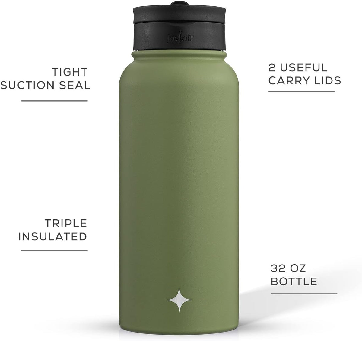 Triple Insulated Water Bottle with Straw Lid AND Flip Lid! 22oz Water Bottle, 12 Hour Hot/Cold Vacuum Insulated Stainless Steel Water Bottle. BPA-Free Leakproof Water Bottles - Thermos Bottle