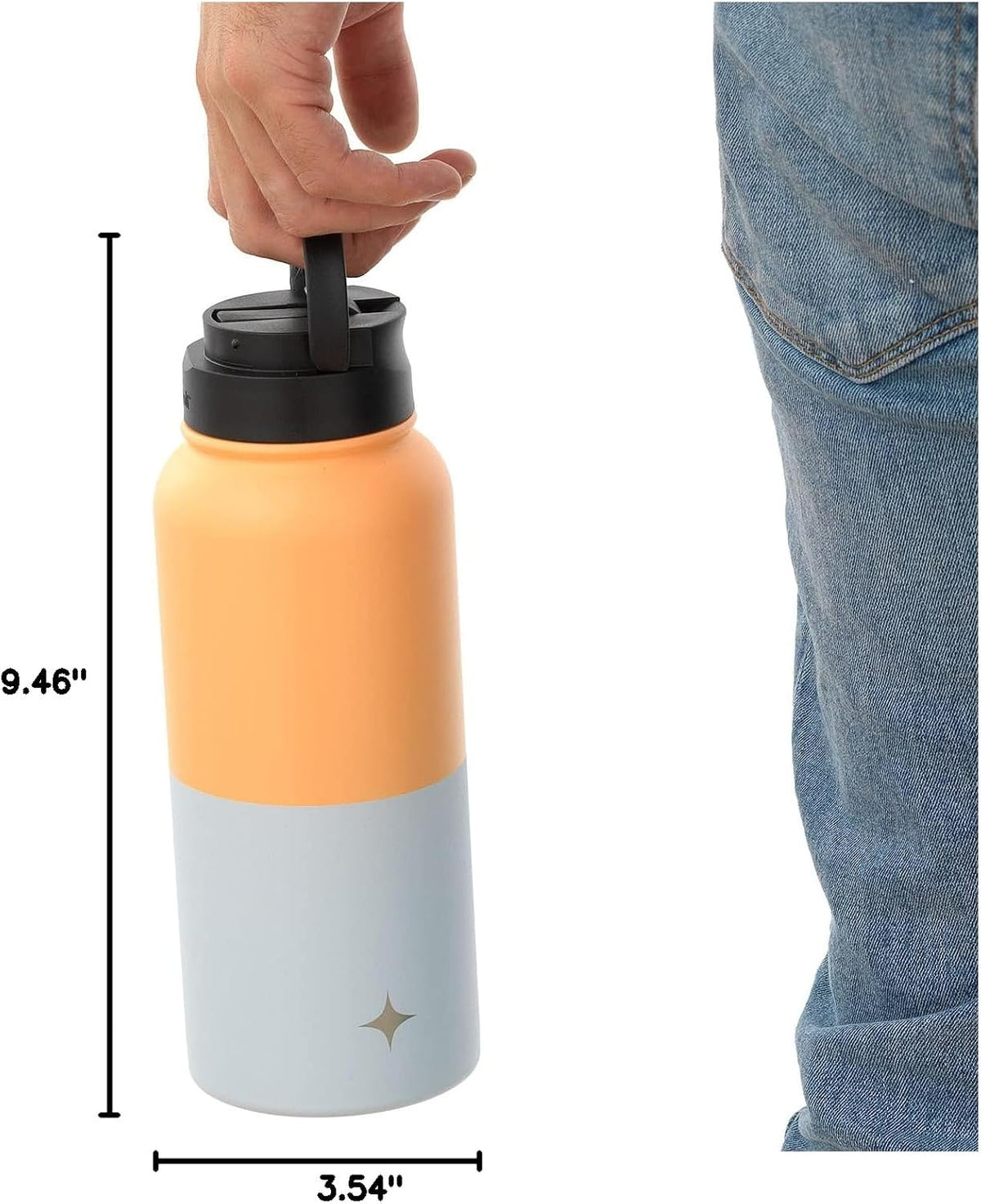 Triple Insulated Water Bottle with Straw Lid AND Flip Lid! 22oz Water Bottle, 12 Hour Hot/Cold Vacuum Insulated Stainless Steel Water Bottle. BPA-Free Leakproof Water Bottles - Thermos Bottle